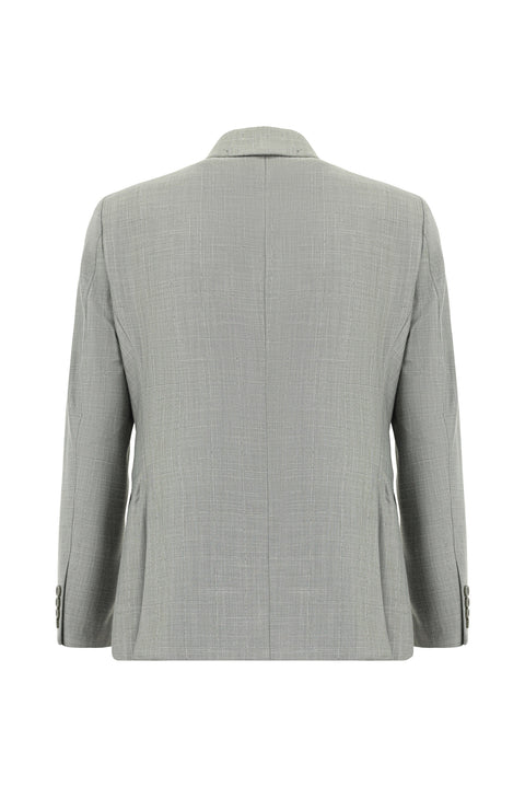 Orta Gri 7 Drop Slim Fit Dar Kesim Ekose Takım Elbise