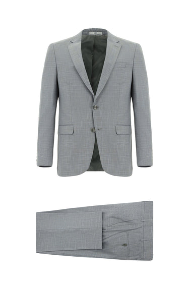 Orta Gri Regular Fit Klasik Desenli Takım Elbise