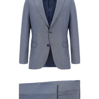 Koyu Mavi 7 Drop Slim Fit Dar Kesim Desenli Takım Elbise