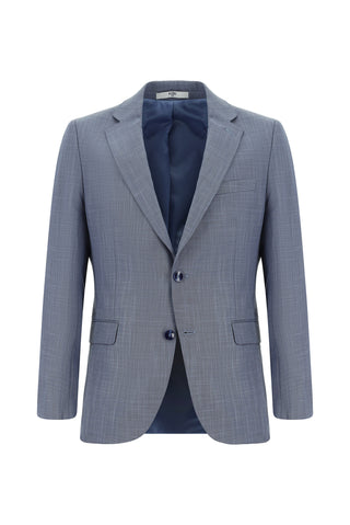 Koyu Mavi 7 Drop Slim Fit Dar Kesim Desenli Takım Elbise