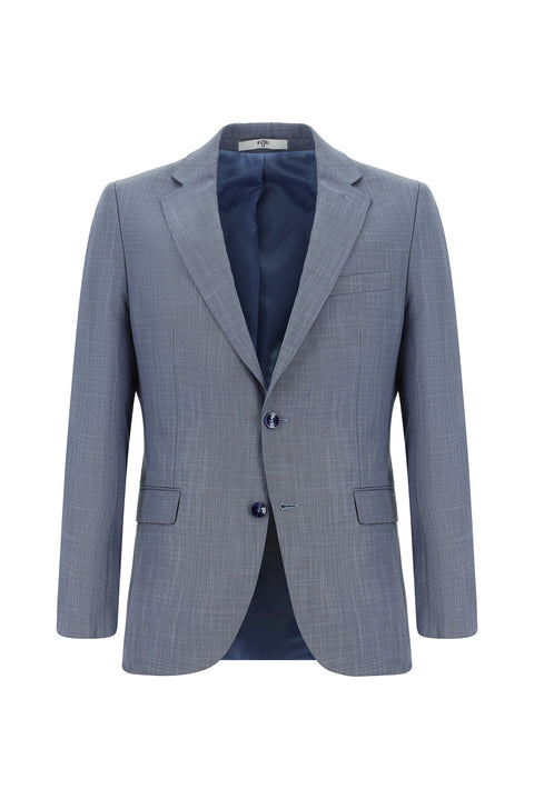 Koyu Mavi 7 Drop Slim Fit Dar Kesim Desenli Takım Elbise