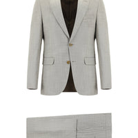 Açık Vizon Slim Fit Dar Kesim Klasik Desenli Takım Elbise