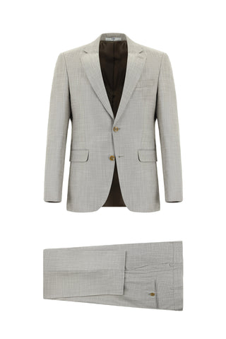 Açık Vizon 7 Drop Slim Fit Dar Kesim Desenli Takım Elbise