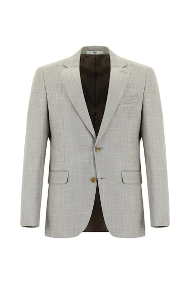 Açık Vizon Slim Fit Dar Kesim Klasik Desenli Takım Elbise