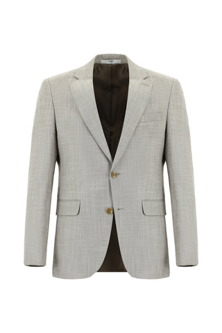 Açık Vizon 7 Drop Slim Fit Dar Kesim Desenli Takım Elbise