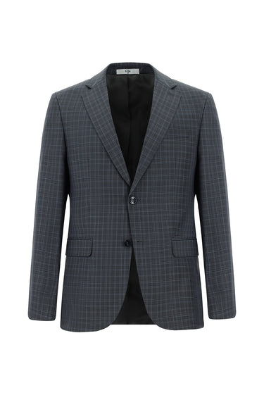 Orta Antrasit Regular Fit Klasik Ekose Takım Elbise