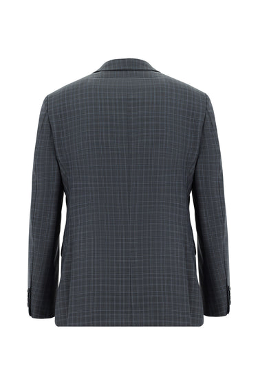 Orta Antrasit Regular Fit Klasik Ekose Takım Elbise