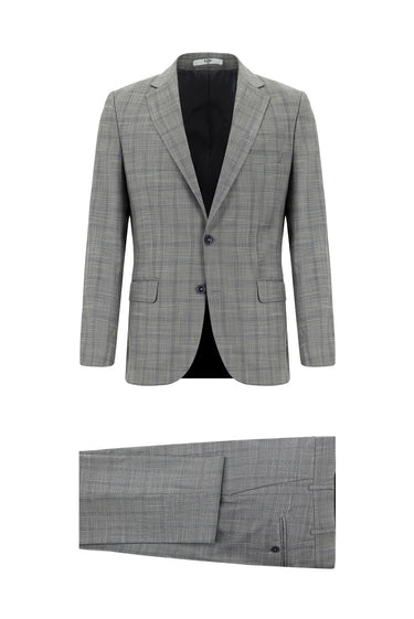 Koyu Füme Regular Fit Klasik Ekose Takım Elbise