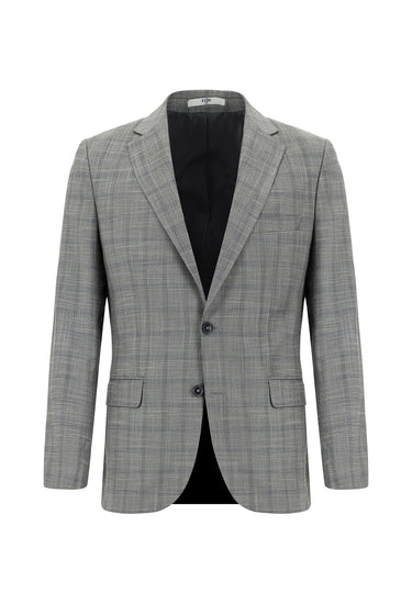 Koyu Füme Regular Fit Klasik Ekose Takım Elbise