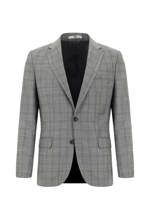 Koyu Füme 6 Drop Regular Fit Standart Kesim Ekose Takım Elbise