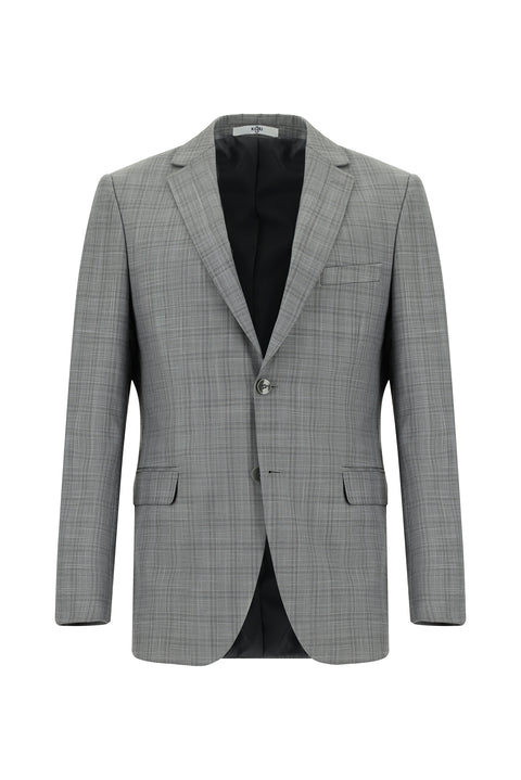 Orta Füme 6 Drop Regular Fit Standart Kesim Ekose Takım Elbise