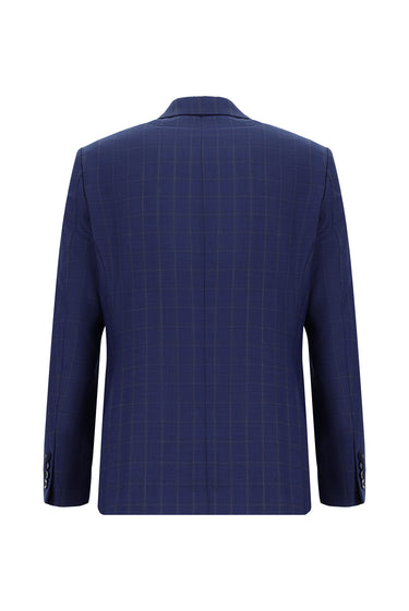 Orta Lacivert Regular Fit Klasik Ekose Takım Elbise