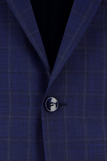 Orta Lacivert Regular Fit Klasik Ekose Takım Elbise