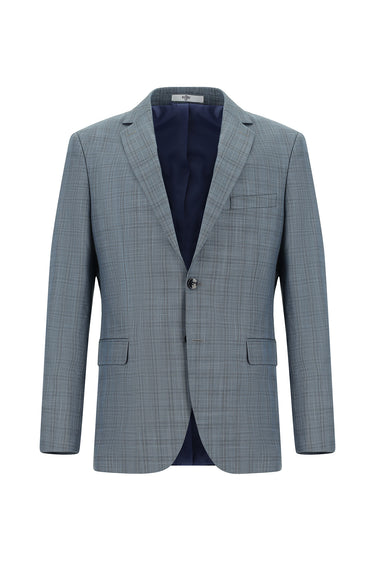 İndigo Regular Fit Klasik Ekose Takım Elbise