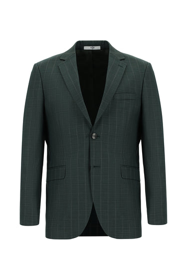 Koyu Yeşil Regular Fit Klasik Ekose Takım Elbise