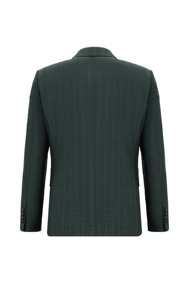 Koyu Yeşil Regular Fit Klasik Ekose Takım Elbise