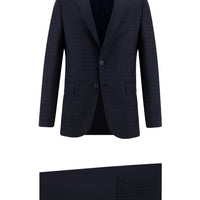 Orta Lacivert Slim Fit Dar Kesim Klasik Ekose Takım Elbise