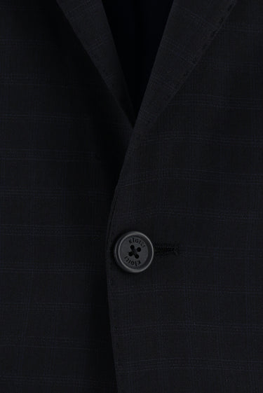 Orta Lacivert Slim Fit Dar Kesim Klasik Ekose Takım Elbise