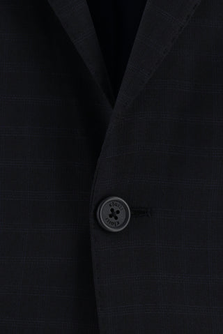 Orta Lacivert 7 Drop Slim Fit Dar Kesim Ekose Takım Elbise