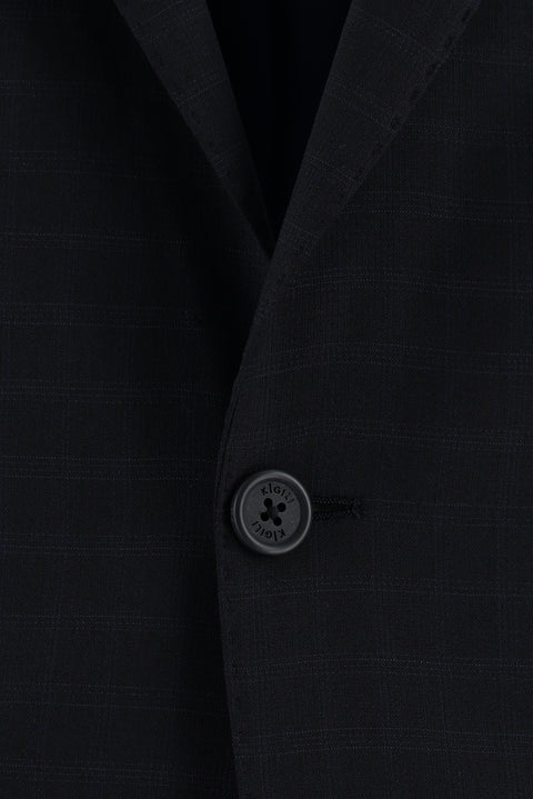 Orta Lacivert 7 Drop Slim Fit Dar Kesim Ekose Takım Elbise