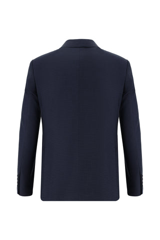 Orta Lacivert 7 Drop Slim Fit Dar Kesim Ekose Takım Elbise