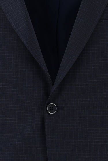 Orta Lacivert Slim Fit Dar Kesim Klasik Ekose Takım Elbise