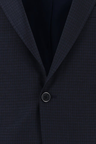 Orta Lacivert 7 Drop Slim Fit Dar Kesim Ekose Takım Elbise