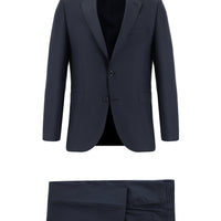 Koyu Lacivert Slim Fit Dar Kesim Klasik Ekose Takım Elbise