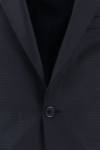 Koyu Lacivert 7 Drop Slim Fit Dar Kesim Ekose Takım Elbise