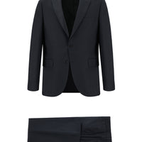 Koyu Antrasit Slim Fit Dar Kesim Klasik Ekose Takım Elbise