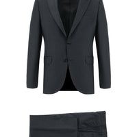 Orta Antrasit Slim Fit Dar Kesim Klasik Ekose Takım Elbise
