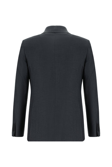 Orta Antrasit Slim Fit Dar Kesim Klasik Ekose Takım Elbise