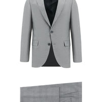 Orta Gri 7 Drop Slim Fit Dar Kesim Ekose Takım Elbise