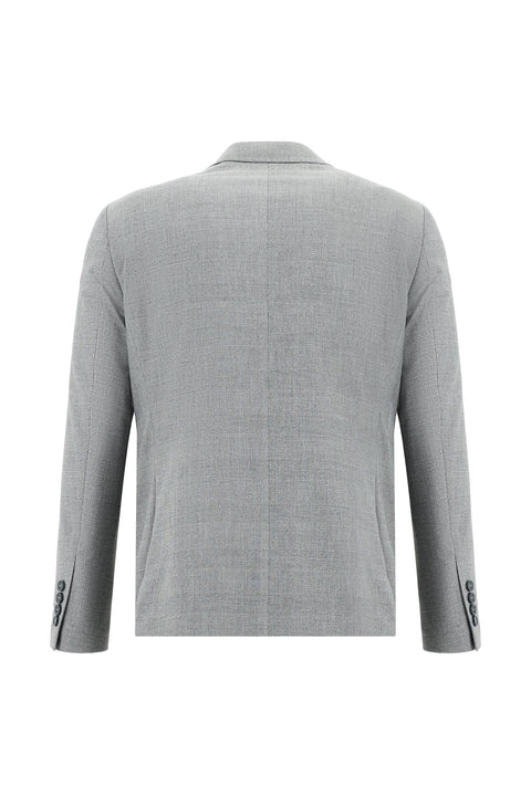 Orta Gri 7 Drop Slim Fit Dar Kesim Ekose Takım Elbise