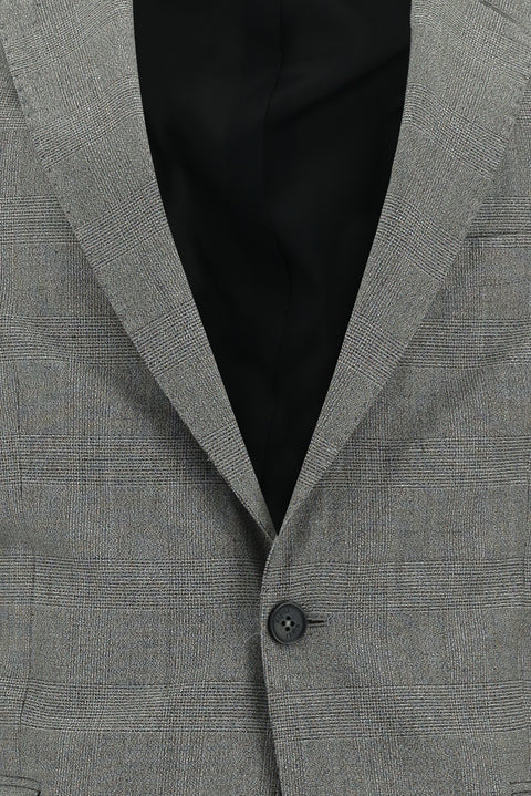 Orta Gri 7 Drop Slim Fit Dar Kesim Ekose Takım Elbise