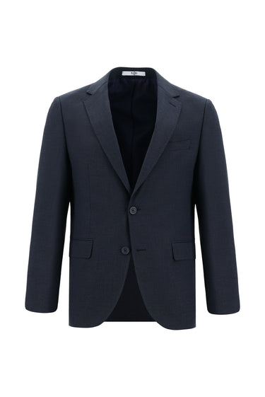 Koyu Lacivert Slim Fit Dar Kesim Klasik Ekose Takım Elbise