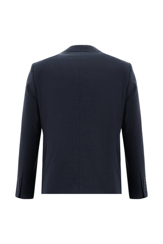 Koyu Lacivert 7 Drop Slim Fit Dar Kesim Ekose Takım Elbise