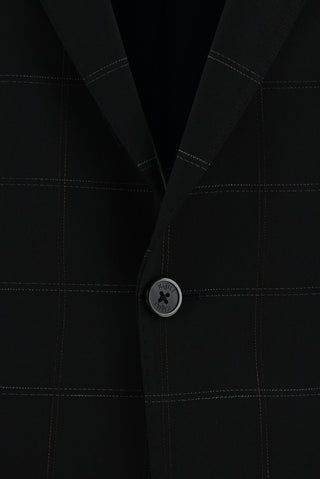 Koyu Lacivert 7 Drop Slim Fit Dar Kesim Ekose Takım Elbise