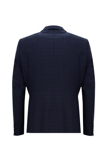 Orta Lacivert Regular Fit Ekose Takım Elbise