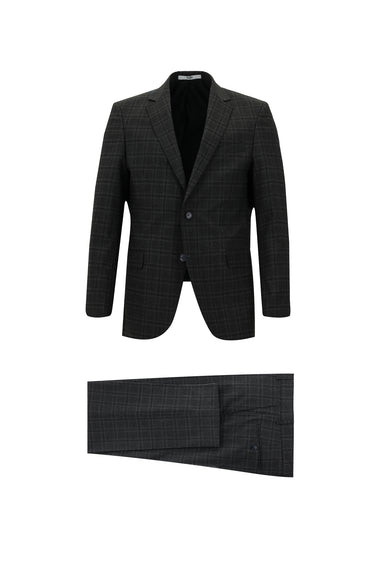 Koyu Antrasit Regular Fit Ekose Takım Elbise