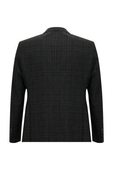 Koyu Antrasit Regular Fit Ekose Takım Elbise