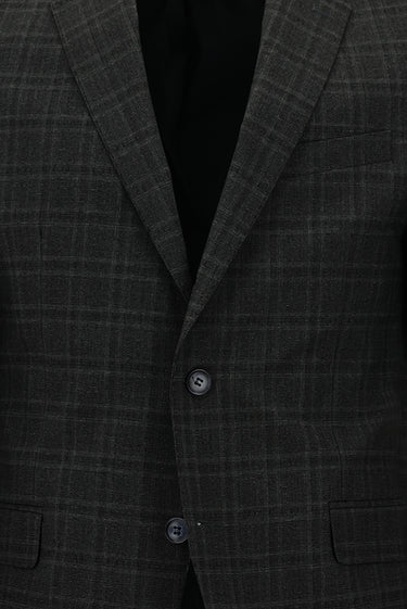 Koyu Antrasit Regular Fit Ekose Takım Elbise