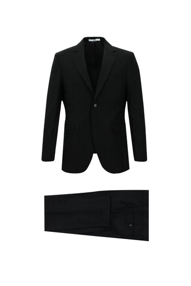 Siyah Regular Fit Ekose Takım Elbise