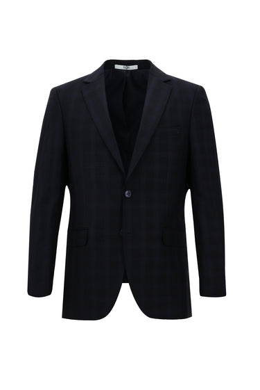 Orta Lacivert Regular Fit Ekose Takım Elbise