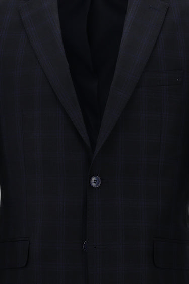 Orta Lacivert Regular Fit Ekose Takım Elbise