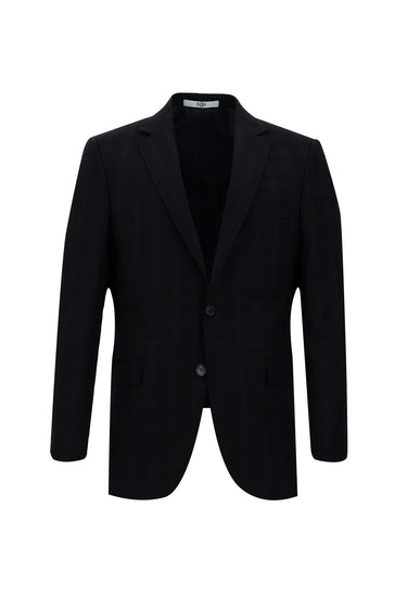 Koyu Lacivert Regular Fit Ekose Takım Elbise