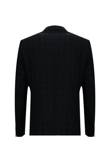 Koyu Lacivert Regular Fit Ekose Takım Elbise