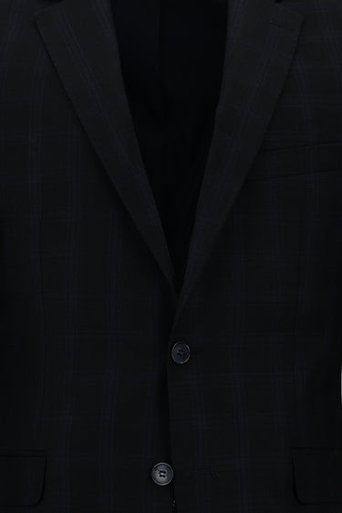 Koyu Lacivert Regular Fit Ekose Takım Elbise