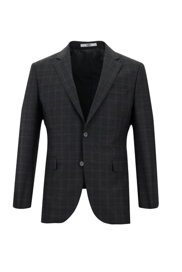 Koyu Füme Slim Fit Dar Kesim Ekose Takım Elbise