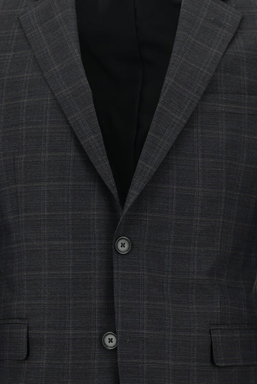 Koyu Füme Slim Fit Dar Kesim Ekose Takım Elbise